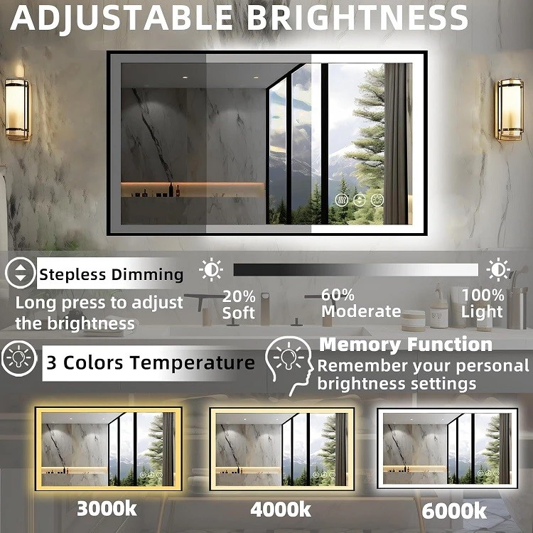 Rectangular Wall Mirror With Lights
